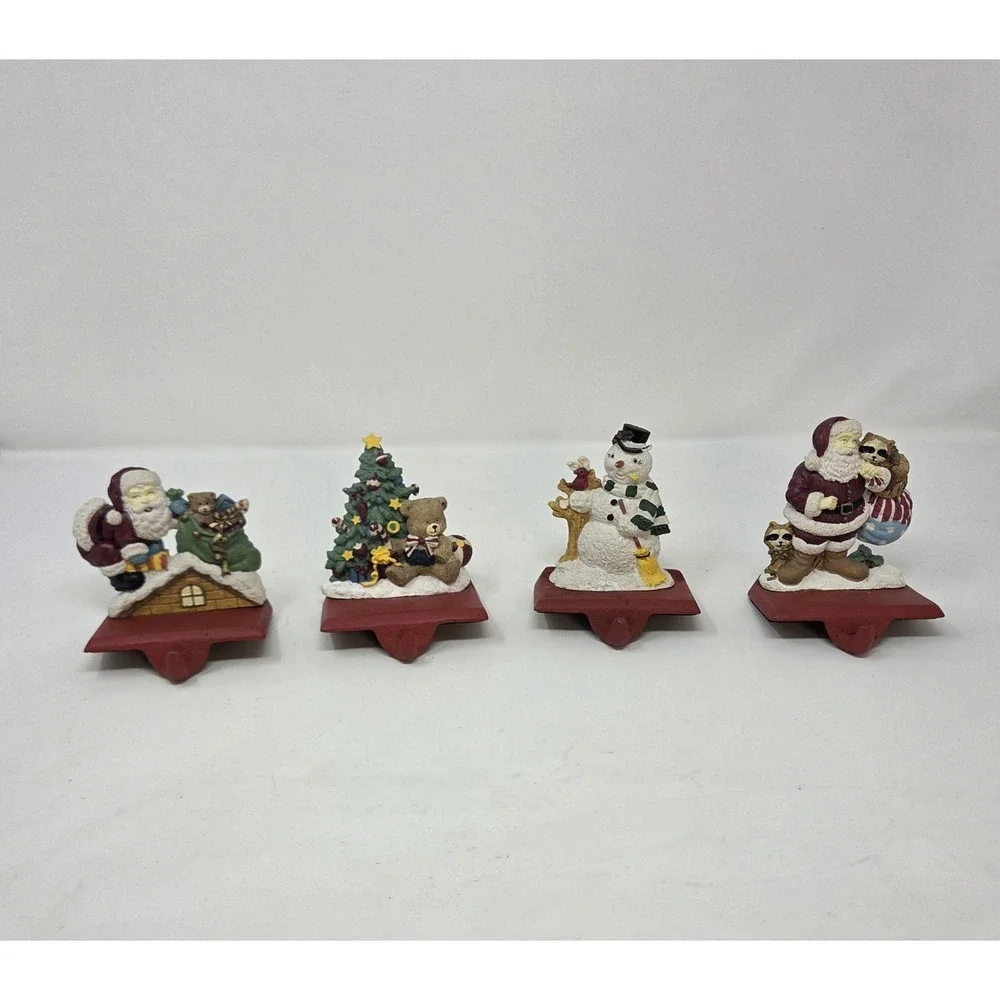 Vintage Trim A Home Kmart Resin Christmas Stocking Holders Set of 4 NIB Boxes